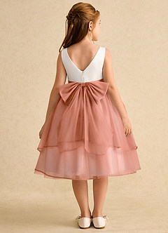 Azazie Rene Flower Girl Dresses Ivory Mai Tai A-Line Bow Tulle Dress image2