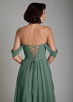 Azazie Loisa Abiti da Damigella Abito Convertibile A-Line in Chiffon Corsetto Muschio Marino image4