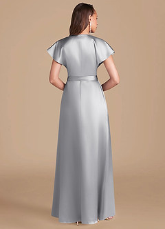 Azazie Nico Vestidos de damas de honor Vestido de Plata de Satén Metálico de Corte en A con Plisado image8