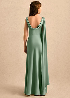 Azazie Sanah Girls Formal Flower Girl Klänningar Klänning A-Line i Stretch Satin Plisserad image2