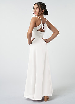 Azazie Avelina Junior White A-Line Pleated Chiffon Dress image5