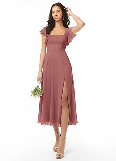 Azazie Bondi Bridesmaid Dresses Amethyst A-Line Ruched Chiffon Dress image1
