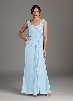 Azazie Edelin Mother of the Bride Dresses Sky Blue A-Line Sweetheart Neckline Pleated Mesh Dress image2