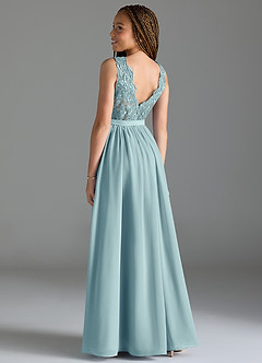 Azazie Elly Junior Sea Glass A-Line Lace Chiffon Dress image5