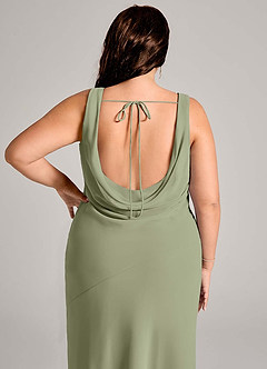 Azazie Rylina Vestidos de damas de honor Vestido de Pistacho de Gasa de Corte Sirena con Plisado image12