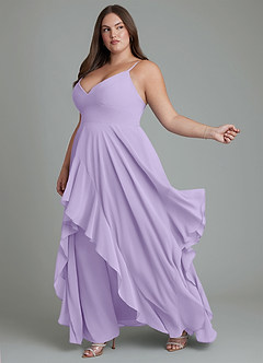 Azazie Zaina Bridesmaid Dresses Lilac A-Line Chiffon Dress image10