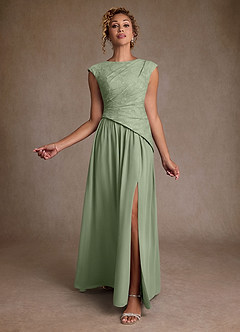 Azazie Kalleen Mother of the Bride Dresses Dusty Sage A-Line Pleated Chiffon Dress image2