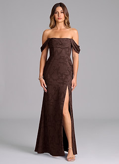Azazie Saige Bridesmaid Dresses Ganache A-Line Off the Shoulder Floral Burnout Convertible Dress image4