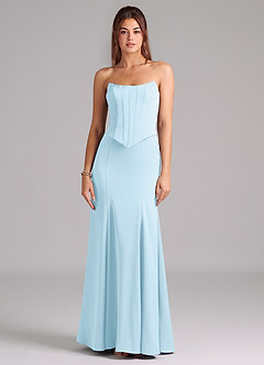Azazie Ximena Bridesmaid Dresses Sky Blue Mermaid Corset Stretch Satin Convertible Dress image3