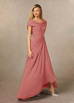 Azazie Mary vestidos de madre de la novia Vestido de Rosa Antigua de Gasa de Corte en A con Corte Lateral image4