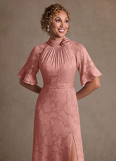 Azazie Hypatia Mother of the Bride Dresses Rosette Sheath Pleated Floral Burnout Dress image6