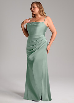 Azazie Leonis Bridesmaid Dresses Agave Mermaid Pleated Stretch Satin Convertible Dress image12