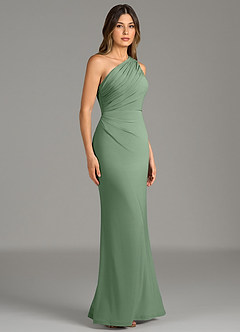 Azazie Akilah Robes de demoiselle d'honneur Robe Sirène en Jersey extensible de qualité supérieure Asymétrique Matcha image5
