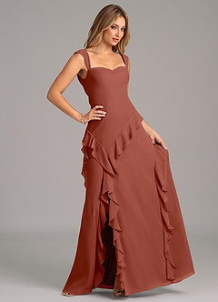 Azazie Sloane Bridesmaid Dresses Auburn A-Line Sweetheart Neckline Chiffon Dress image3