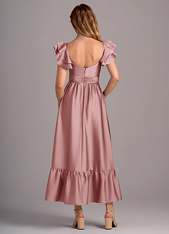 Azazie Anaya Robes de demoiselle d'honneur Robe Trapèze Convertible en Satin extensible Encolure en Forme de Cœur Rose Poussiéreuse image2