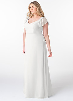 Azazie Syenna Bridesmaid Dresses White A-Line Ruched Chiffon Dress image8