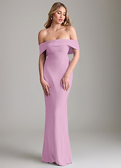 Azazie Lusinda Bridesmaid Dresses Candy Pink Mermaid Off the Shoulder Chiffon Convertible Dress image4