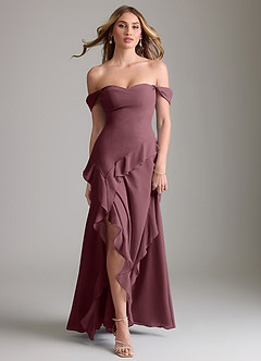 Azazie Sloane Bridesmaid Dresses Sangria A-Line Sweetheart Neckline Chiffon Dress image5