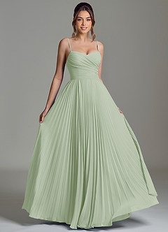 Azazie Catie 신부 들러리 드레스 A라인 스윗하트 네크라인 쉬폰 바닥 길이 드레스 image3