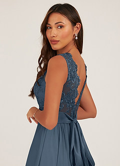Azazie Gertrude Bridesmaid Dresses Neptune A-Line Lace Chiffon Dress image13