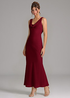 Azazie Rylina 신부 들러리 드레스 인어 주름진 쉬폰 발목 길이 드레스 image4