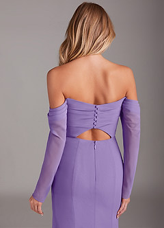 Azazie Hallie Bridesmaid Dresses Tahiti Mermaid Long Sleeve Chiffon Dress image7