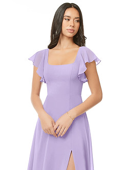 Azazie Bondi Bridesmaid Dresses Lilac A-Line Ruched Chiffon Dress image4