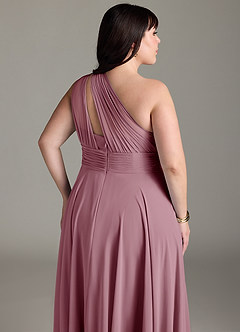 Azazie Charlize Bridesmaid Dresses Vintage Mauve A-Line One Shoulder Chiffon Dress image13