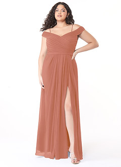 Azazie Audrianna Robes de demoiselle d'honneur Robe Trapèze Convertible en Mousseline de soie Schulterfrei gerafft Mai Tai image7