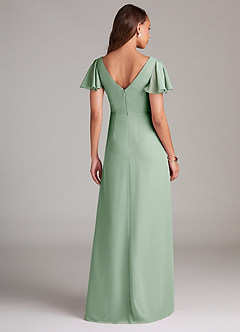 Azazie Soren Bridesmaid Dresses Agave A-Line Ruched Chiffon Dress image2