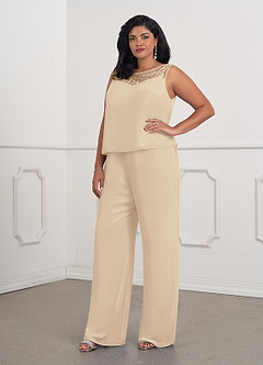Azazie Maura Vestidos para mãe da noiva Vestir Champanhe de Chiffon de Macacão/terninho com Lantejoulas image10