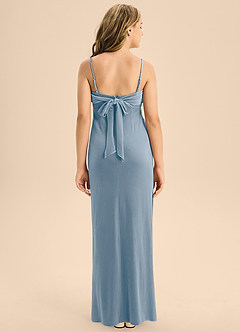 Azazie Mai Junior Dusty Blue A-Line Sweetheart Neckline Velvet Dress image2