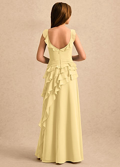 Azazie Lila Girls Formal Flower Girl Dresses Butter A-Line Ruched Chiffon Dress image2