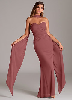 Azazie Katelyn Bridesmaid Dresses Amethyst Sheath Strapless Mesh Convertible Dress image1