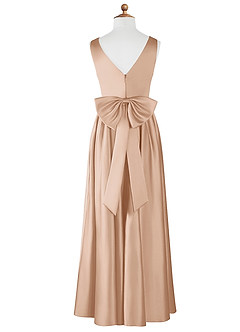Azazie Hathaway Junior English Rose A-Line Bow Stretch Satin Dress image6