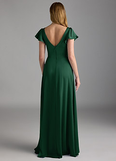 Azazie Omari Bridesmaid Dresses Dark Green A-Line Stretch Satin Dress image2