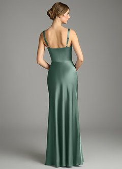Azazie Alouette Bridesmaid Dresses Eucalyptus Mermaid Pleated Stretch Satin Dress image2