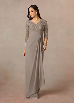 Azazie Poe vestidos de madre de la novia Vestido de Gris Pardo de Encaje de Recto image1