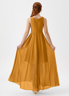 Azazie Lizette Junior Butterscotch A-Line Pleated Chiffon Dress image5