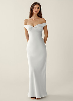 Gwendonme White Satin Crystal Linen Prom Dress image4