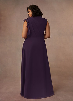 Azazie Narine Mother of the Bride Dresses Plum A-Line High Neckline Pleated Chiffon Dress image12
