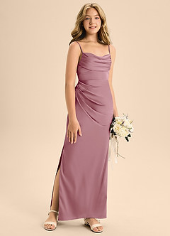 Azazie Mai Junior Vintage Mauve A-Line Sweetheart Neckline Stretch Satin Dress image3