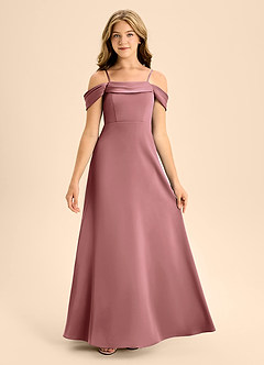 Azazie Anselie Junior Vestido de Amatista de Satén Elástico de Corte En A con Vestidos sin tirantes image7