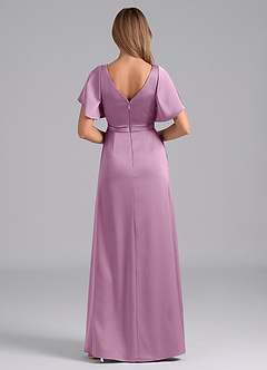 Azazie Ambrosia Bridesmaid Dresses Wisteria A-Line Pleated Stretch Satin Dress image3