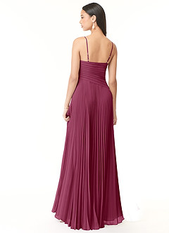 Azazie Vini Bridesmaid Dresses Mulberry A-Line V-Neck Pleated Chiffon Dress image2