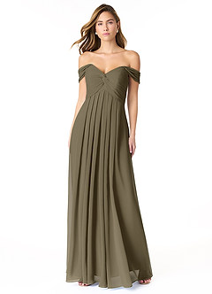 Azazie Kaitlynn Abiti da Damigella Abito Convertibile Impero in Chiffon Increspato Willow Green image2