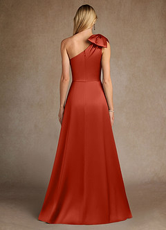 Azazie Easton Mother of the Bride Dresses Rust A-Line One Shoulder Stretch Satin Dress image3