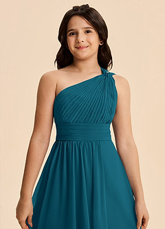 Azazie Skye Junior A-Linie Plissee Chiffon Kleid Tintenblau image6