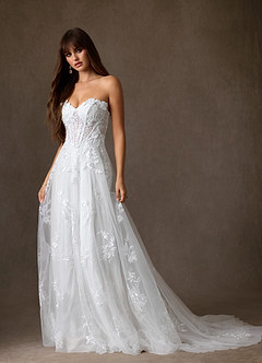 Azazie Florentina Wedding Dresses Diamond White A-Line Sweetheart Sequins Tulle Dress image5