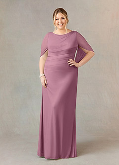 Azazie Belladonna Mother of the Bride Dresses Vintage Mauve Mermaid Scoop Pleated Mesh Dress image7